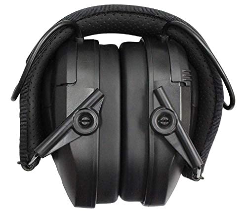 Walker's Razor Slim Shooter Electronic Hunting Folding Hearing Protection Earmuffs w/ 23dB Noise Reduction and Shockproof Carrying Case, Tan Patriot