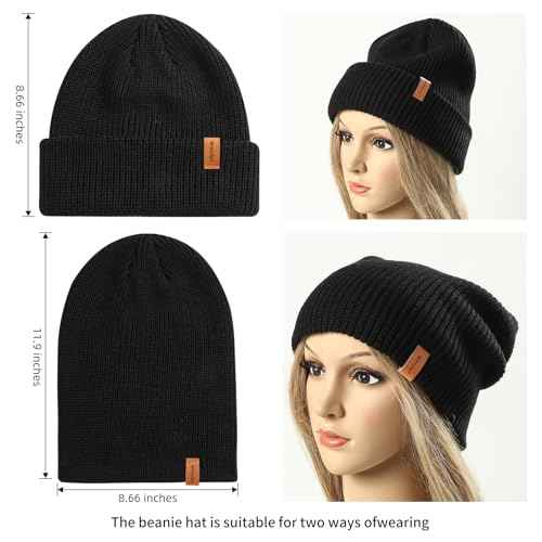 Windproof Warm Beanie Stocking Cap - Winter Ski Thick Skull Cap Cold Cap for Men and Women
