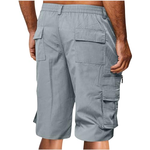 APIVOE Cargo Shorts for Men Summer Elastic Waist Shorts Lightweight Work Long Shorts Big and Tall Cargo Shorts with Pockets