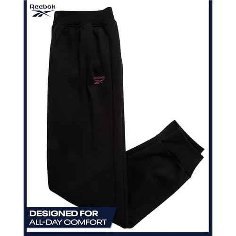Reebok Girls Sweatsuit Set - 2 Piece Soft Long Sleeve Hoodie Sweatshirt and Sweatpants for Girls - Athletic Sweatsuit, Size 8, Black