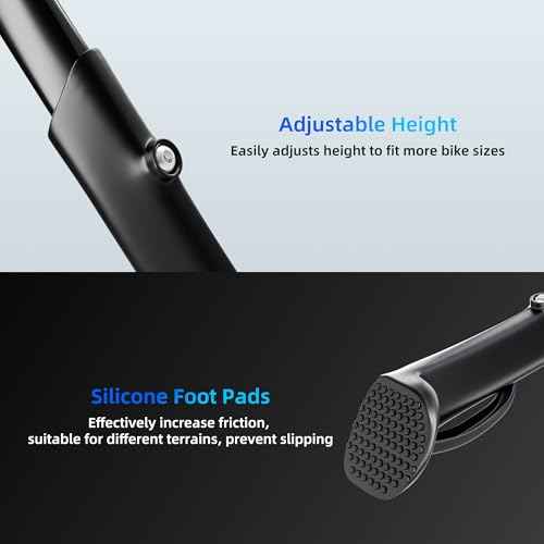 Bike Kickstand, Center Mount for 26-29 Inch Adult Bicycle, Adjustable Aluminum Bicycle Kickstand, Sturdy and Non-slip Bike Kick Stand for Mountain Bike/E-Bike/Road Bike