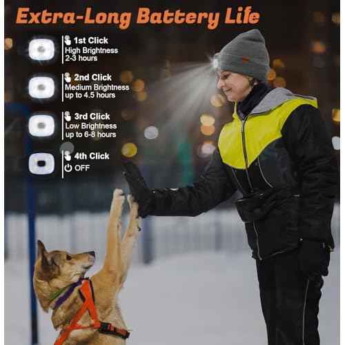 YunTuo Fleece Lined Beanie Headlamp Hat with Light, Rechargeable LED Winter Cap, Gifts for Men Women Husband