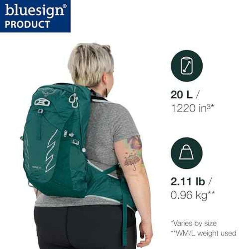 Osprey Tempest 20L Women's Hiking Backpack with Hipbelt, Jasper Green, WXS/S, Extended Fit