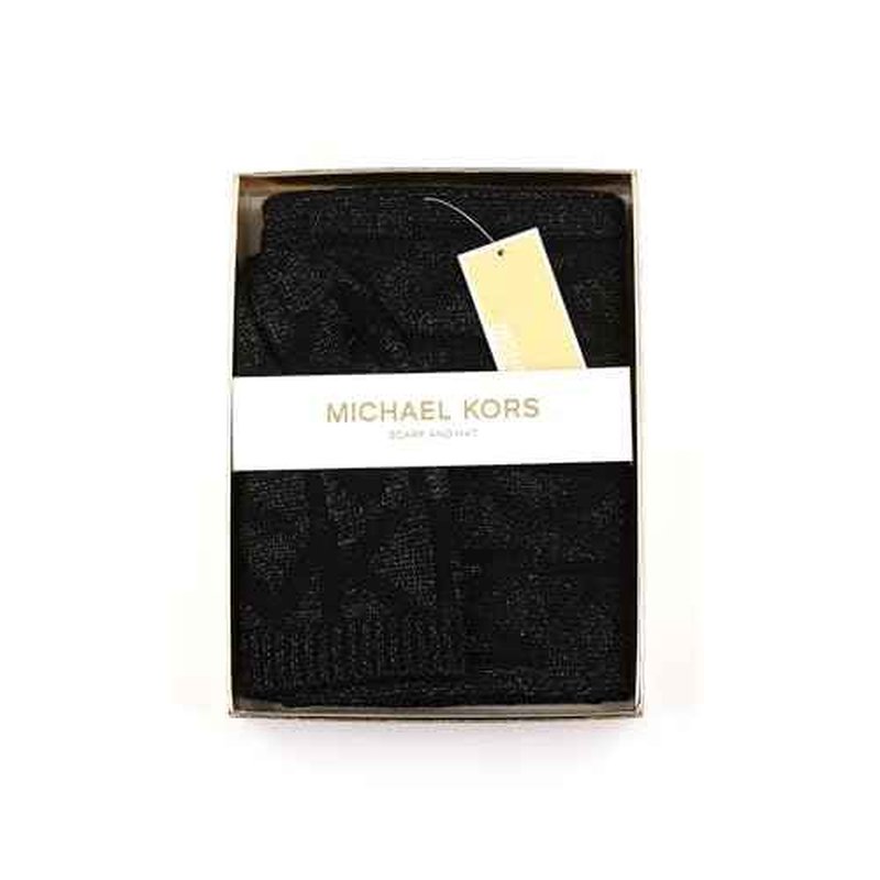 Michael Kors Womens Metallic Beanie & Scarf Set, Stylish & Warm Fashion Accessories for Cold Weather