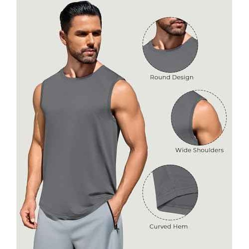 Men's Gym Tank Top Quick Dry 3 Pack UPF 50+ Sleeveless Workout Shirts Summer Sun Protection Running Tank Tops