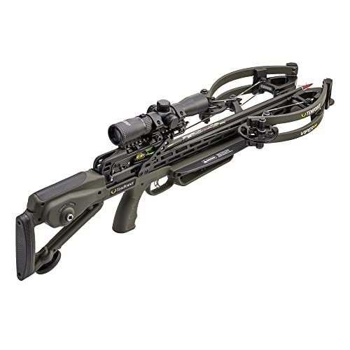 TenPoint Viper 430 Crossbow, Moss Green - 430 FPS - Includes RangeMaster 100 Scope, ACUslide Silent Cocking & Safe De-Cocking + 3 Pro Elite 400 Carbon Crossbow Arrows