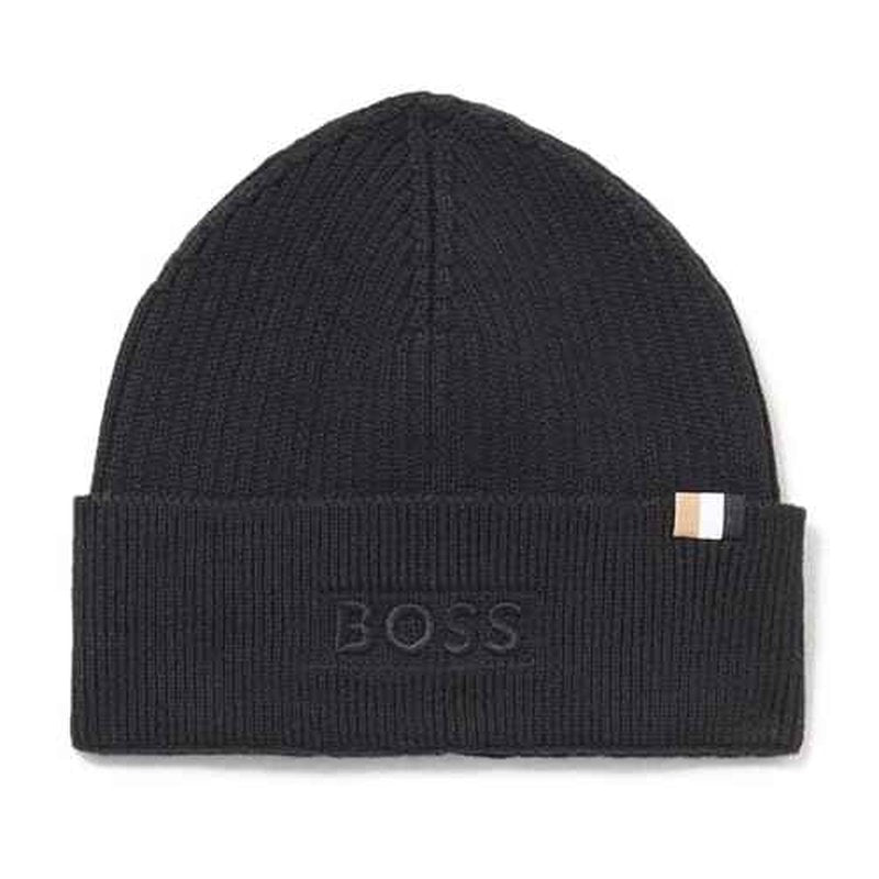 BOSS Men's Magico Ribbed Mixed Material Beanie