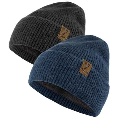 Winter Beanie Hat for Men Women, Warm Unisex Winter Knitted Hats, Stretchy Cuffs and Thick Warm Lining Beanies