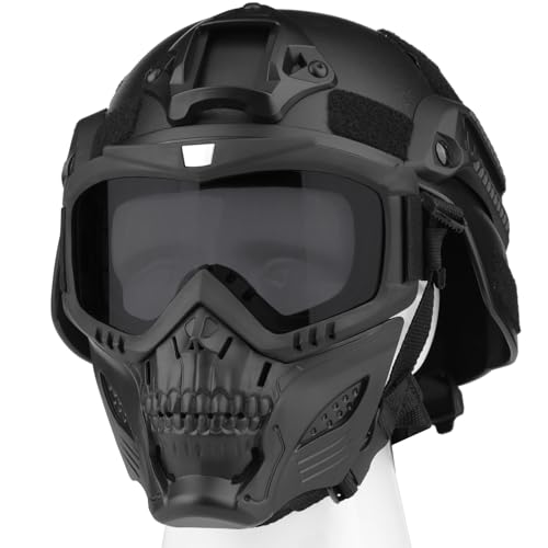 VPZenar Tactical Helmet and Military Helmet, Airsoft Helmet and Mask,Black Helmet for Men,Tactical Mask Military Mask Airsoft Skull Mask,Airsoft Gear