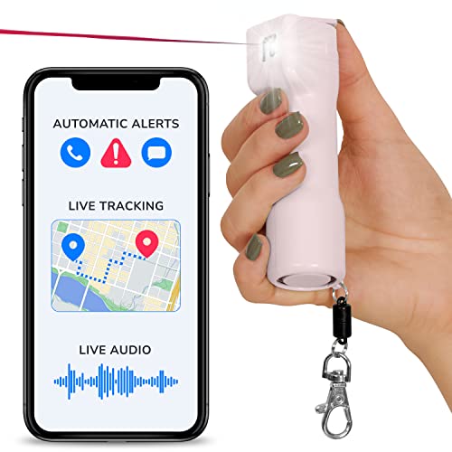 Plegium Smart Pepper Spray - The Original Smart Spray, Pair w/Smartphone for Location Sharing, Texts & Phone Alerts to Emergency Contacts, Military Grade Spray, Blinding LED Strobe Light, 130dB Siren