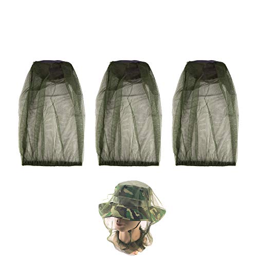 Cuayaes 3Pcs Premium Head Net Face Mesh, Mosquito Hat Mask Head Cover for Camping Hiking Fishing Climbing, Protecting from Bee Mosquito Gnats