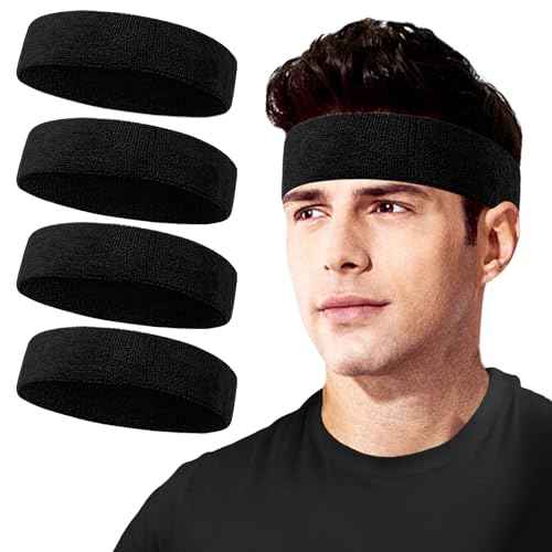 Sweatbands Sport Headbands for Men & Women, 12 Pcs Sweat Head Bands Moisture Wicking Sport Headband Cotton Sweatbands for Basketball, Athletic Exercise, Running