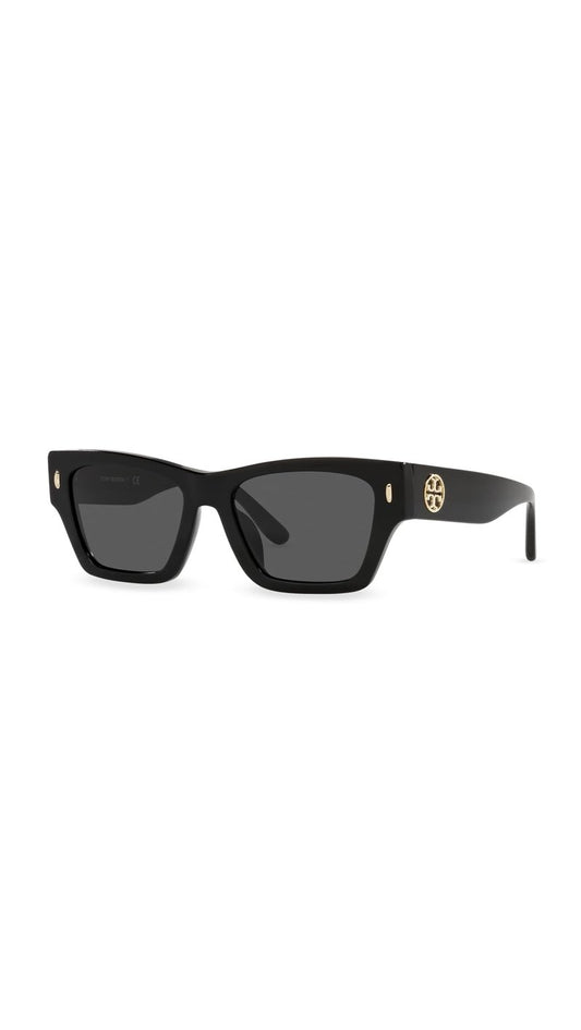 Tory Burch Women's Miller Rectangle Sunglasses, Black, 52mm