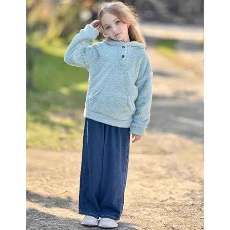 Arshiner Girls Hoodie Sherpa Fleece Pullover Hooded Sweatshirt for Girl Button Up Casual Outerwear Coat With Pockets