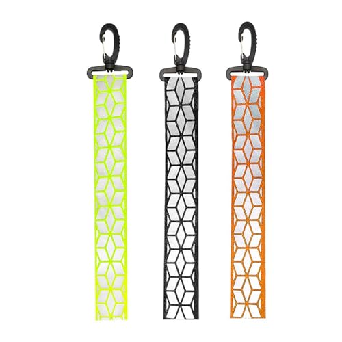 Leadthin Keychain, 1/6Pcs Reflective Strap with Hanging Buckle High Visibility Outdoor Climbing Camping Cycling Reflector Backpack Keychain Pendant