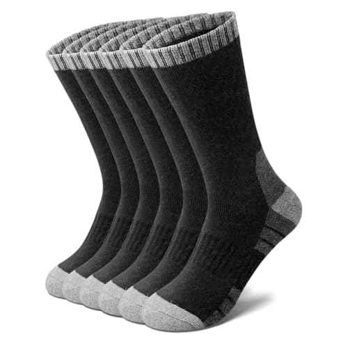 Senker Fashion Merino Wool Hiking Socks for Men, Warm Crew Socks W/Cushion Moisture Wicking for Trekking Work Outdoor