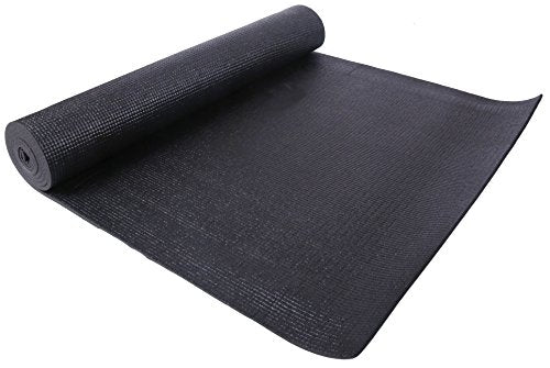 Signature Fitness All-Purpose 1/4-Inch High Density Anti-Tear Exercise Yoga Mat with Carrying Strap, Black