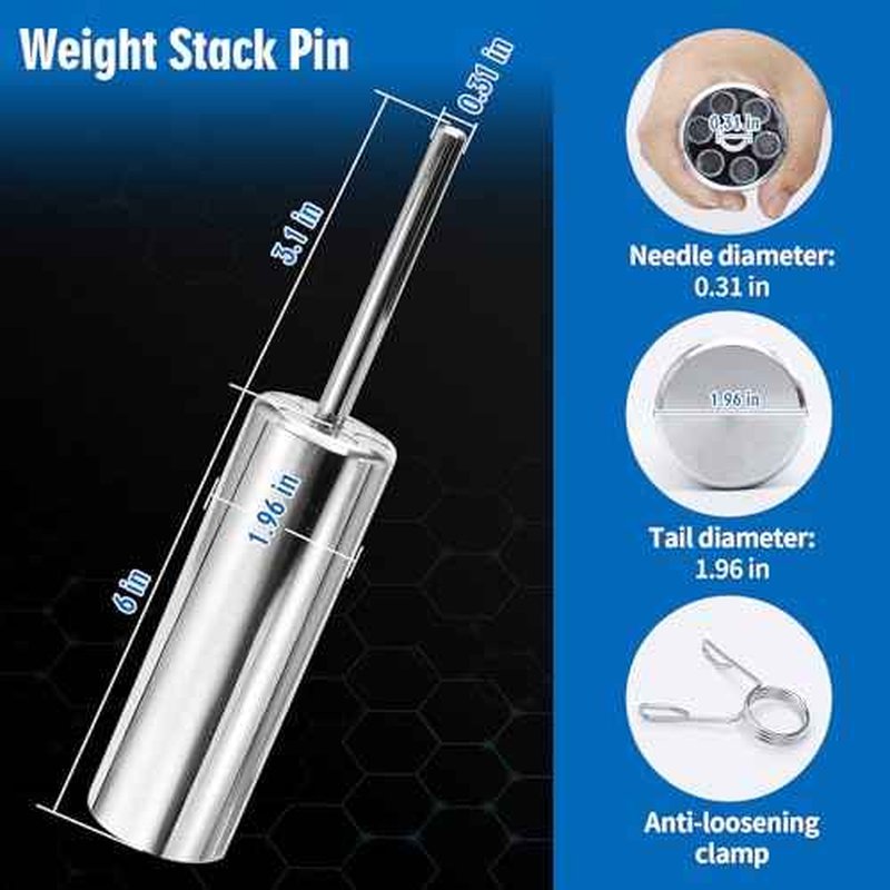Weight Stack Pin Extender for Cable Machine & Home Gym | ¨ª10 mm £¦ ¨ª8 mm?Heavy-Duty Steel Construction | Magnetic Safety Design | Adds Up to 100 lbs Extra Weight