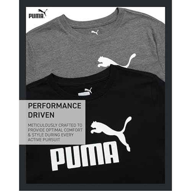 PUMA Boys T-Shirt - 2 Pack Casual Crewneck Short Sleeve Running and Gym Graphic Tee Shirts for Boys with Logo Print (S-XL)