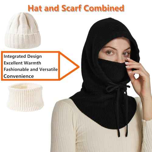 Knit Balaclava Women Winter Hats for Women Winter Face Mask Ski Mask for Men and Women Warm Face Cover Neck Warmer