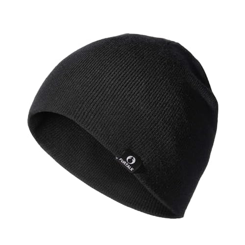 FURTALK Double-Layer Beanie Hats Men Women, Ultra Soft Stretchy Cuffless Winter Hat Unisex Warm Thick Beanie Cap Winter Hat