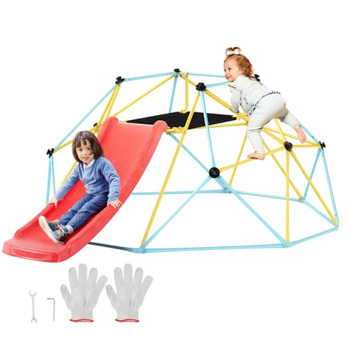 VEVOR Climbing Dome, Jungle Gym Supports 600LBS and Easy Assembly, 6FT Geometric Dome Climber Play Center for Kids 3 to 9 Years Old, with Climbing Grip, Outdoor and Indoor Play Equipment for Kids