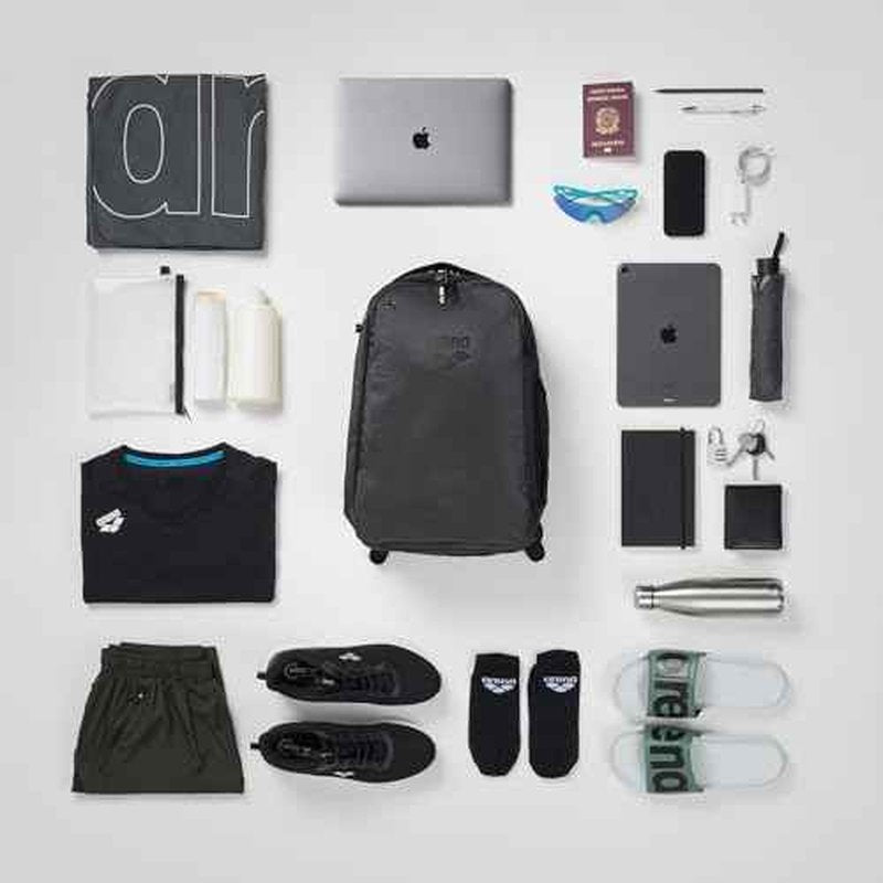 ARENA All Set Urban Backpack Work Leisure Gym Rucksack Multisport Daypack Medium Size Training Gear Equipment Bag for Teens Men Women, 30 Liters, Black