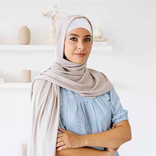 PHOGARY 2 Pcs Women Hijab Undercap, Islamic Muslim Under Hijab Cap Inner Under Scarf Hat Turban with Tie Back Closure