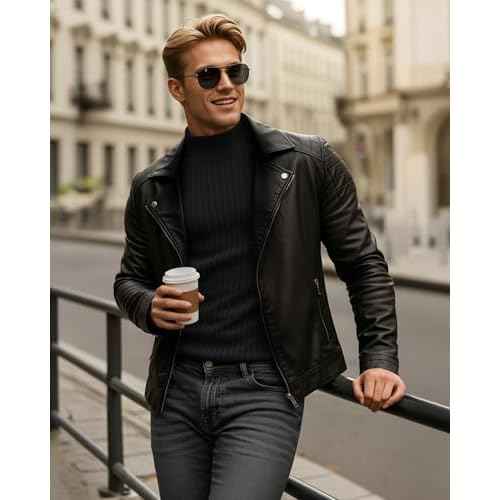 MANGOPOP Men's Mock Turtleneck Long Sleeve Shirts Fleece Ribbed Knit Pullover Sweater Basic Thermal Undershirt Tops 2025