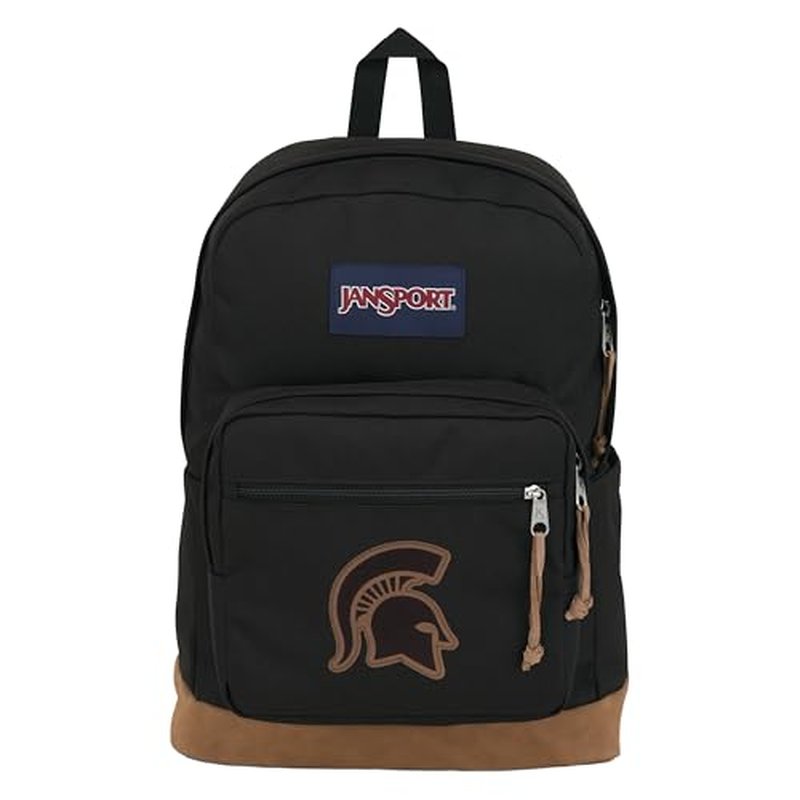 JanSport NCAA Officially Licensed Backpack, Michigan State Spartans, Right Pack with Padded 15-Inch Laptop Sleeve, Spacious Computer Bag, Durable Daypack with Bottle Pocket & Haul Handle, Black