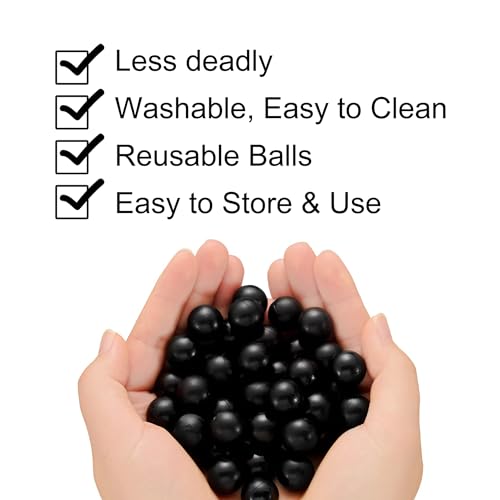 125 X .68 Cal Rubber Balls, Reusable Paintballs for Self Defence, Less Lethal Shooting Training Practice Solid Balls 0.68 Calibre, Black (125 pcs)