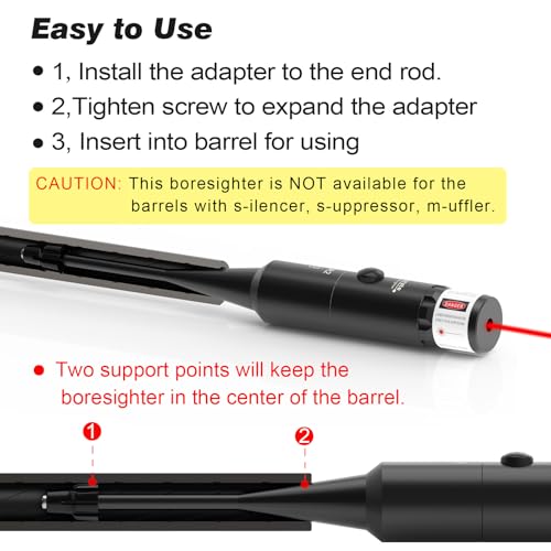 StrongTools Red BoreSighter 177 to 12GA Caliber Rifle Scope Handgun Hunting Red Dot Boresight Kit Press Switch Bore Sight 800mAh Battery(Red)