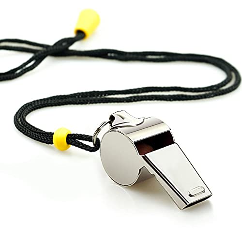 Hipat Stainless Steel Sports Whistles with Lanyard, Loud Crisp Sound Whistles Great for Coaches, Referees, and Officials