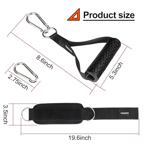 Ankle Straps for Cable Machines and Exercise Handles — Replacement Fitness Equipment for Strength Trainer. Gym Attachments for Leg Extensions, Heavy Duty Working Out Handles Accessories.