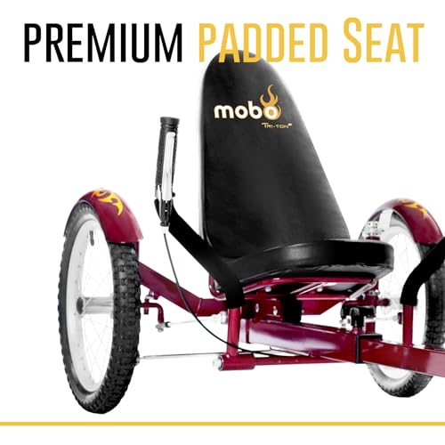 Mobo Cruiser Triton Pro Recumbent Trike. Adult Beach Cruiser Tricycle for Women & Men. Petal 3-Wheel Bike , Red, 28 x 29 x 48 inches (61” extended)