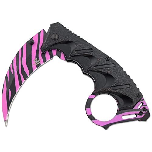 Snake Eye Tactical Everyday Carry Spring Assist Style Folding Pocket Knife EDC (Pink Zebra)