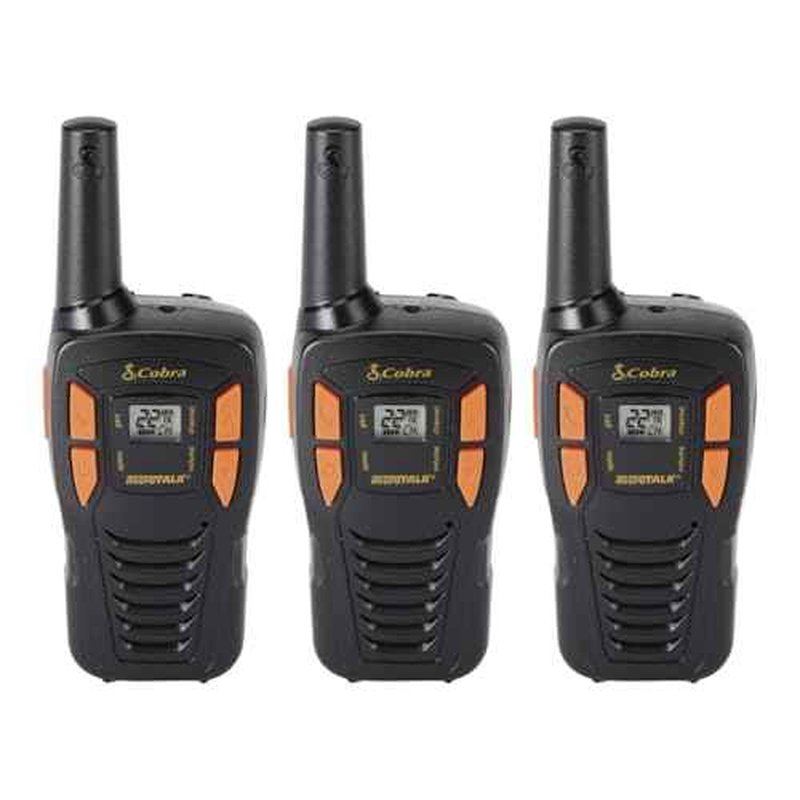 Cobra ACXT145-3 Compact Walkie Talkies - Rechargeable, Lightweight, 22 Channels, Long Range 16-Mile Two-Way Radio Set (3-Pack), Black