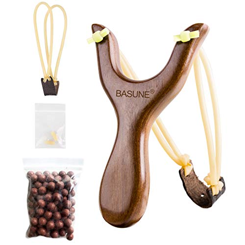 BASUNE Slingshot Y-Shaped Rosewood Wooden Slingshot Toy for Kids Slingshot with Rubber Bands for Hunting Catapult Game