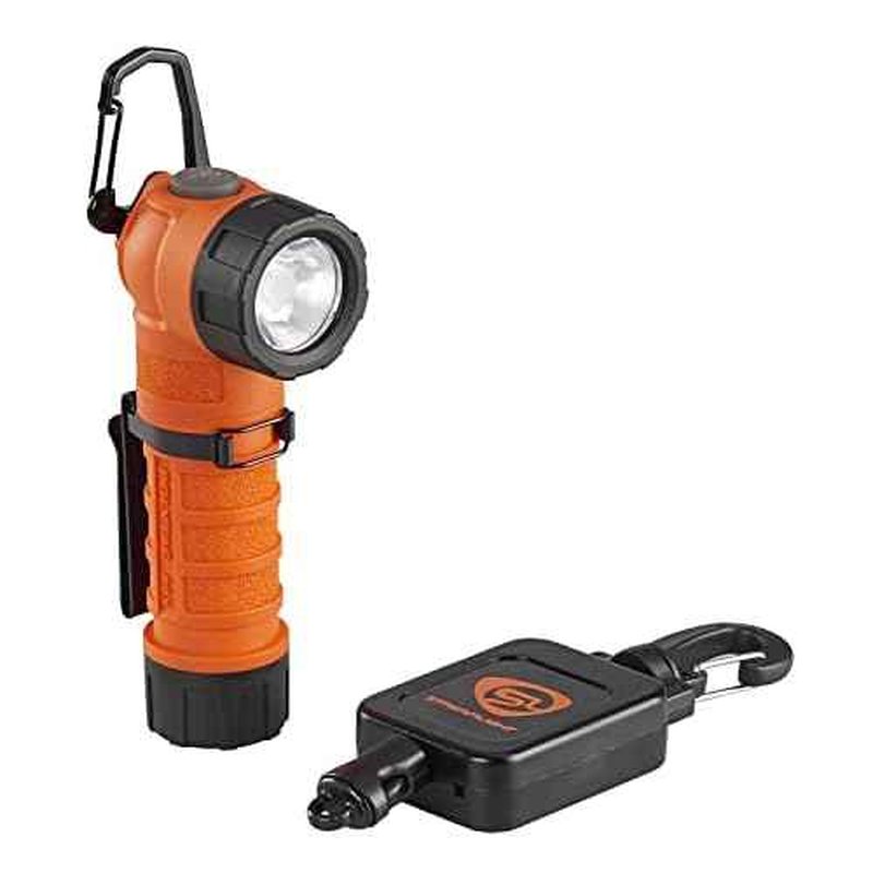 Streamlight 88837 PolyTac 90X USB 500-Lumen Multi-Fuel Right-Angle Rechargeable Flashlight, SL-B26 Battery Pack & USB Cord and Gear Keeper, Orange