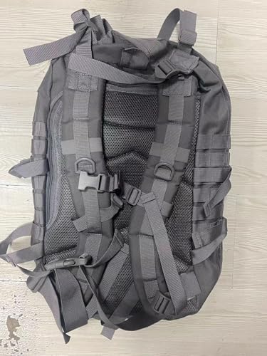 Hannibal Tactical MOLLE Assault Backpack, Tactical Backpack Military Army Camping Rucksack, 3-Day Pack Trip w/USA Flag Patch, D-Rings, Grey