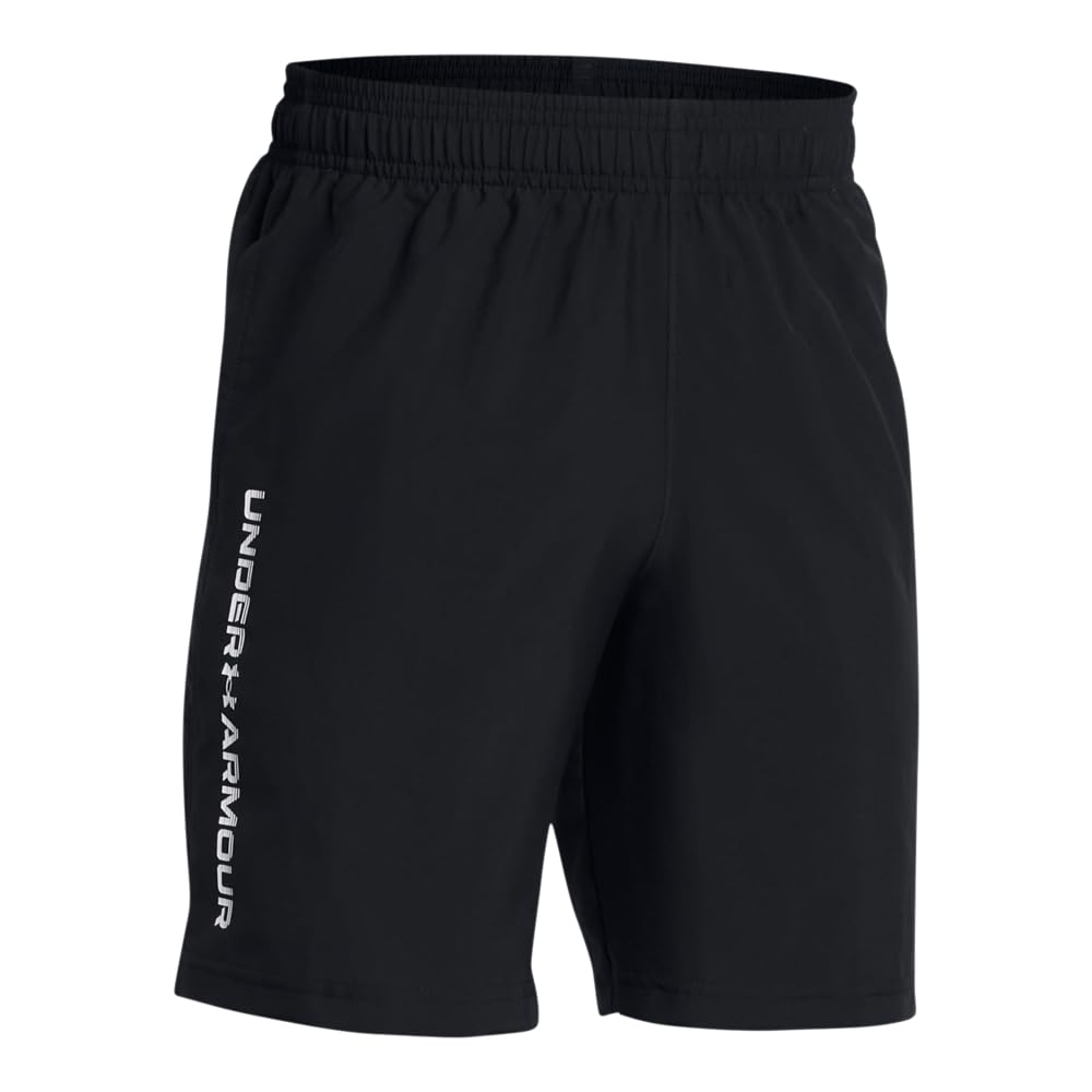 Under Armour Boys Woven Wordmark Shorts, (001) Black / / White, Medium