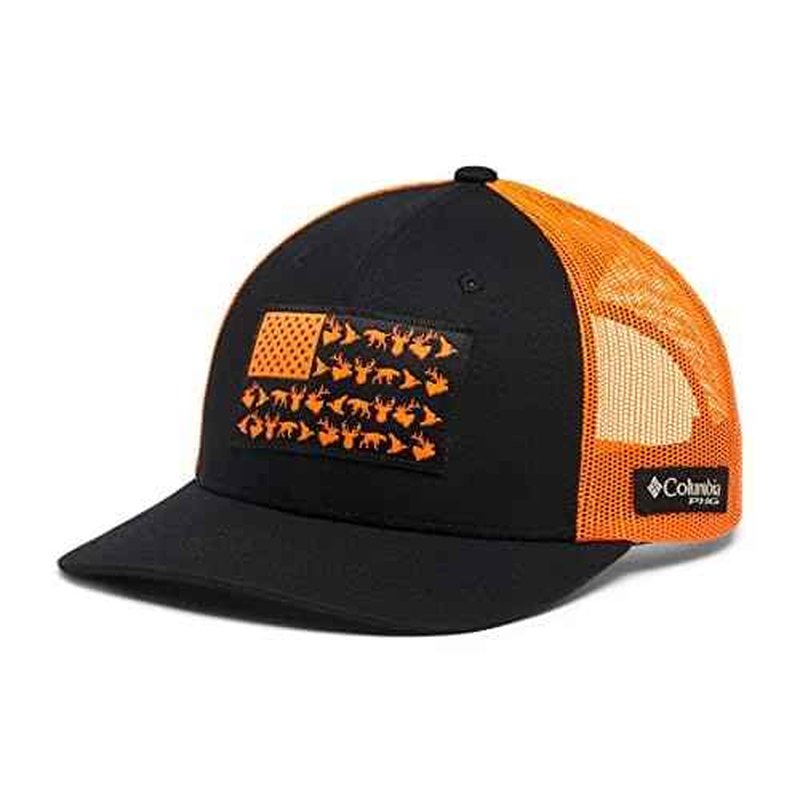 Columbia Unisex PHG Game Flag Mesh Snap Back - High, Black/Blaze, One Size