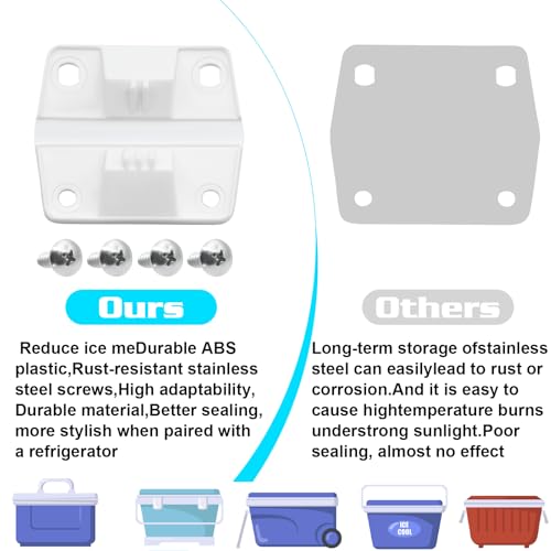 Coleman Cooler Hinges Replacement with Screws, Durable ABS Plastic Hinges & Stainless Steel Screws, Fits Coleman, Rubbermaid Ice Chest Cooler Parts, Camping Cooler Accessories, 2 Pack