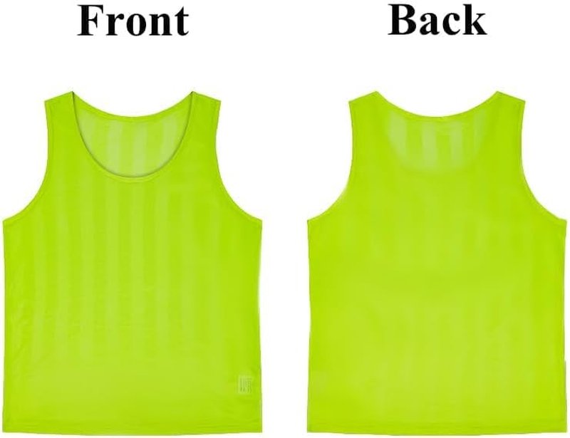 Soccer Jersey Basketball Pinnies - 12 Pack Team Practice Vests for Kids & Adults
