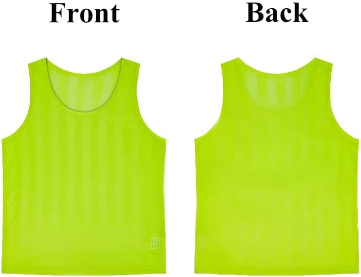 Soccer Jersey Pinnies - 12 Pack Scrimmage Vests for Kids & Adults | Team Practice Jerseys
