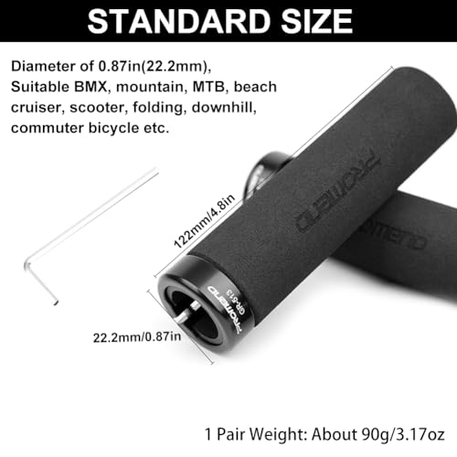 Bike Handlebar Grips, Foam Single Lock on Bicycle Handle Bar Soft Comfortable Non-Slip Bike Handle Grips for BMX, Mountain, MTB, Beach Cruiser, Scooter, Folding Bike