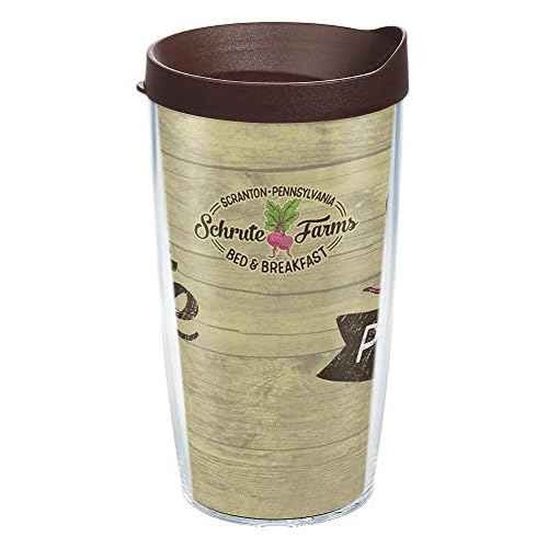 Tervis The Office Schrute Farms Made in USA Double Walled Insulated Tumbler Travel Cup Keeps Drinks Cold & Hot, 16oz, Classic