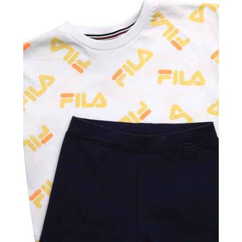 Fila Girls Shorts Set - 2 Piece Soft Breathable Toddler Girl Biker Shorts and Short Sleeve Shirt for Little Girls (2T-6X)