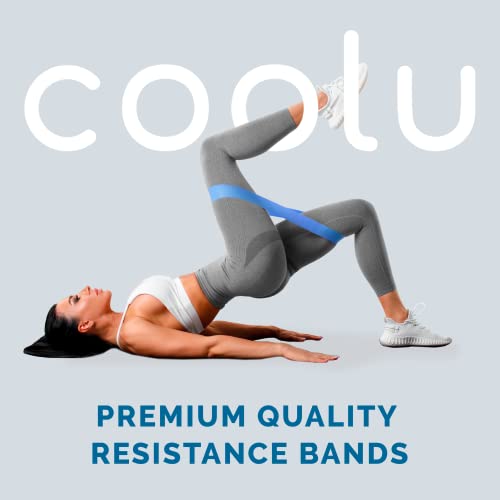 COOLU Mini Resistance Loop Bands – Set of 5 Stretching Training Bands for Home Workout, Fitness, Gym, Physical Therapy, Exercise, Yoga, Pilates for Women and Men – with Special Carry Bag