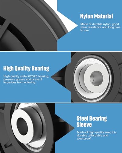 90mm/3.5" Universal Nylon Bearing Pulley Wheel Replace for Gym Equipment Part Cable Merchine, Wearproof Abration Bearing Pulley, Gym Equipment and Garage Door Pulley System